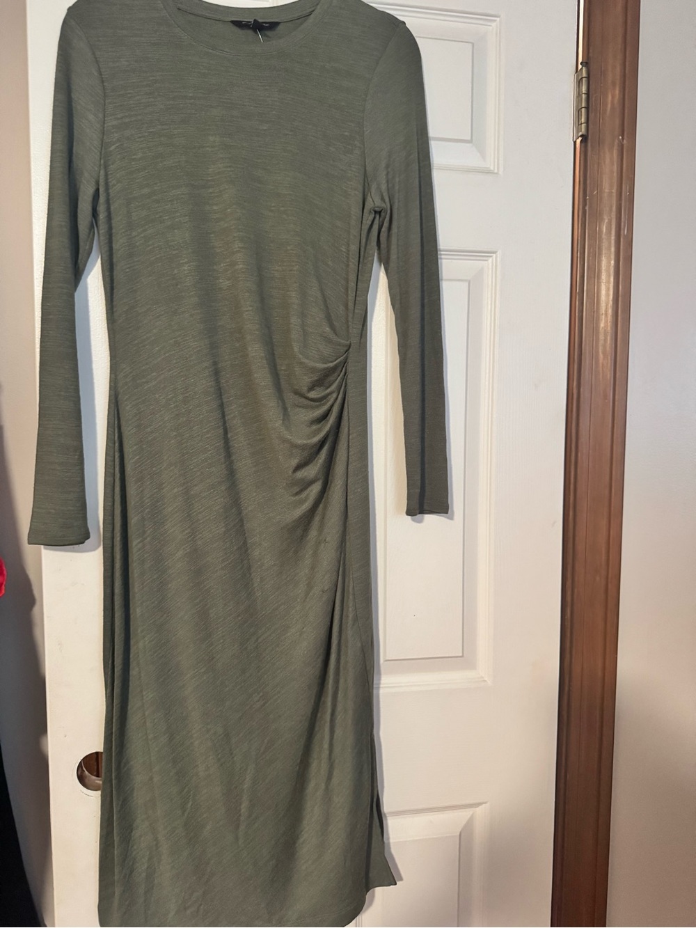 Banana Republic Olive Green Long Sleeve Ruched Side Dress